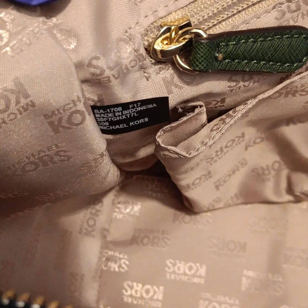 Michael Kors Hunter Green Traveler Studded Satchel Tote Bag - Picture 9 of 11